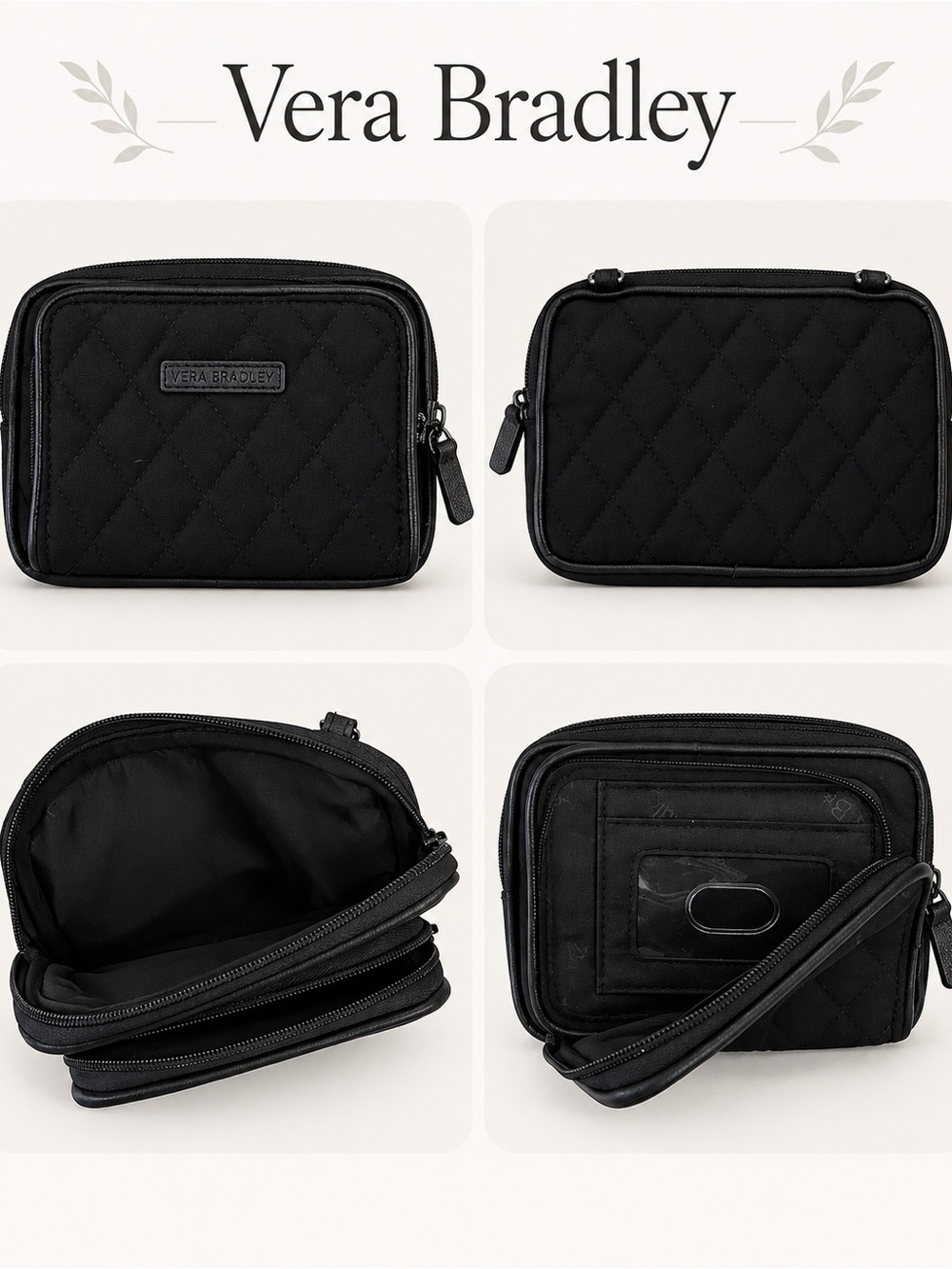 Vera Bradley Quilted Black wallet Organizer